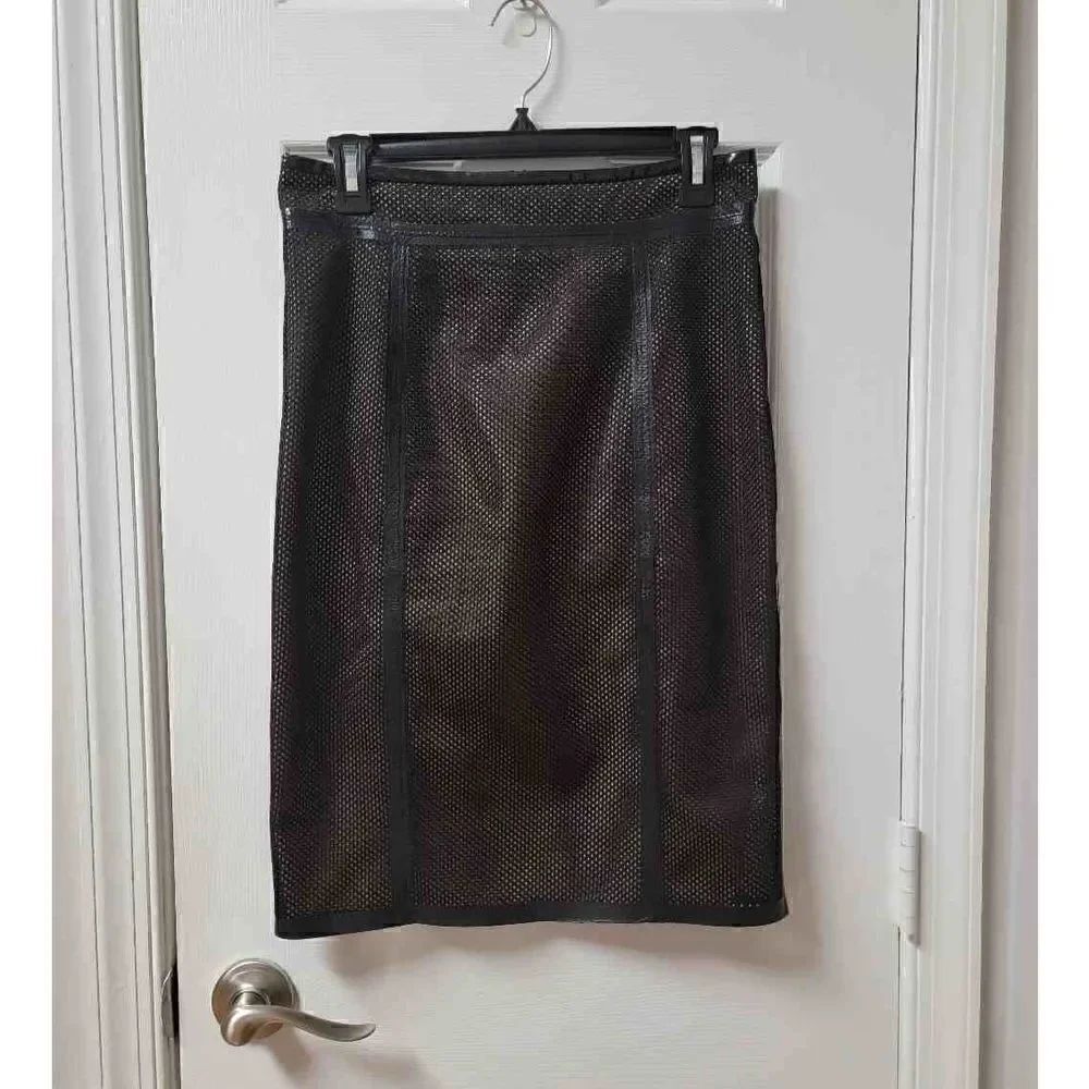 Red Valentino Leather "Fishnet" Pencil Skirt M